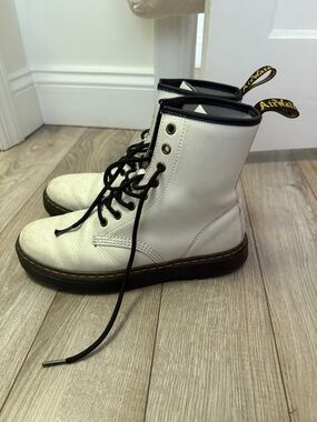 Dr. Martens White Leather Boots